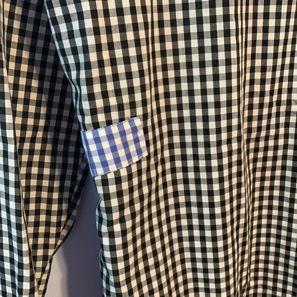 ASOS size 8 long sleeve light weight cotton black check gingham mini dress ties - Picture 3 of 5